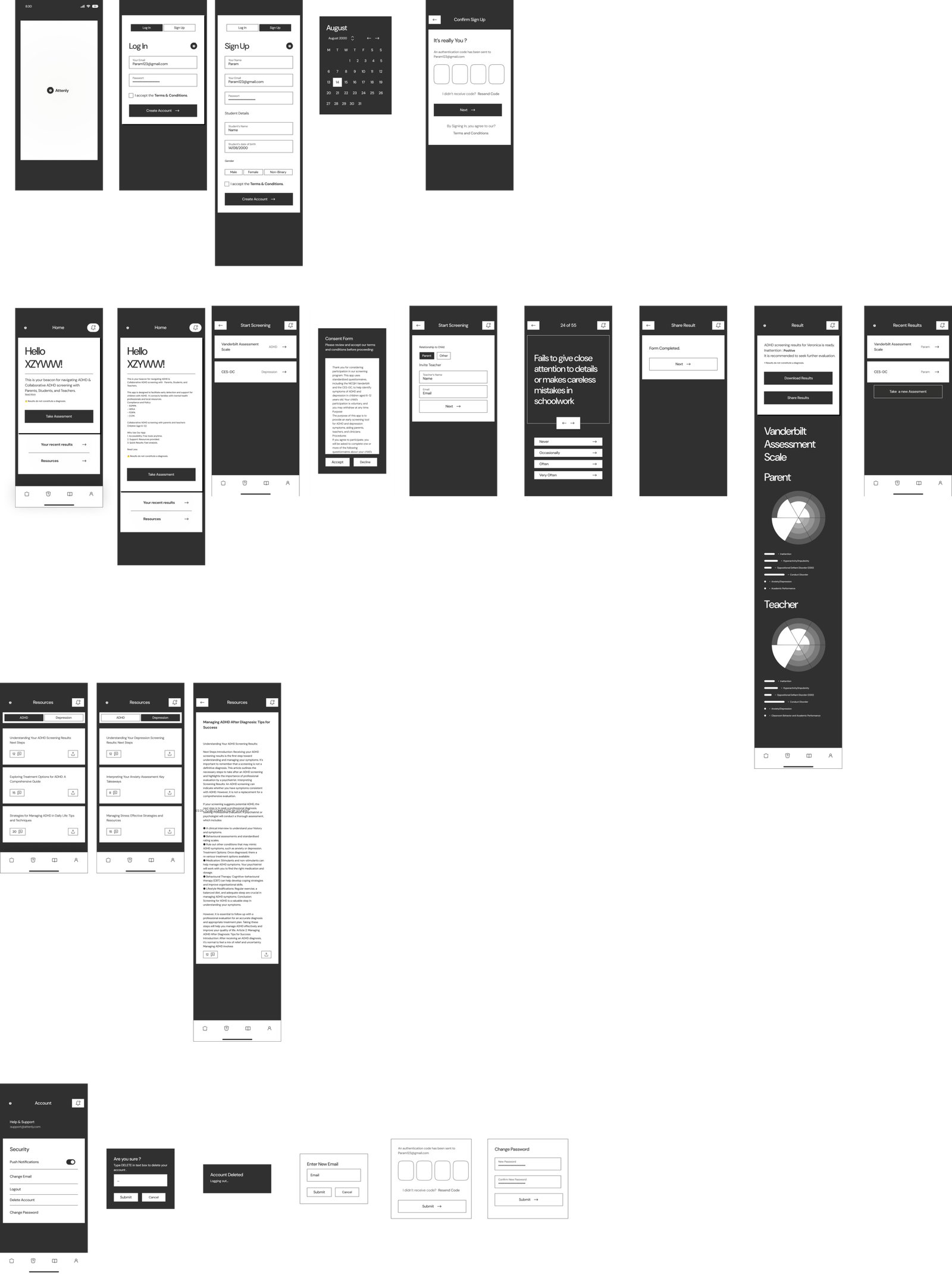 Low-Fidelity Wireframe Screens