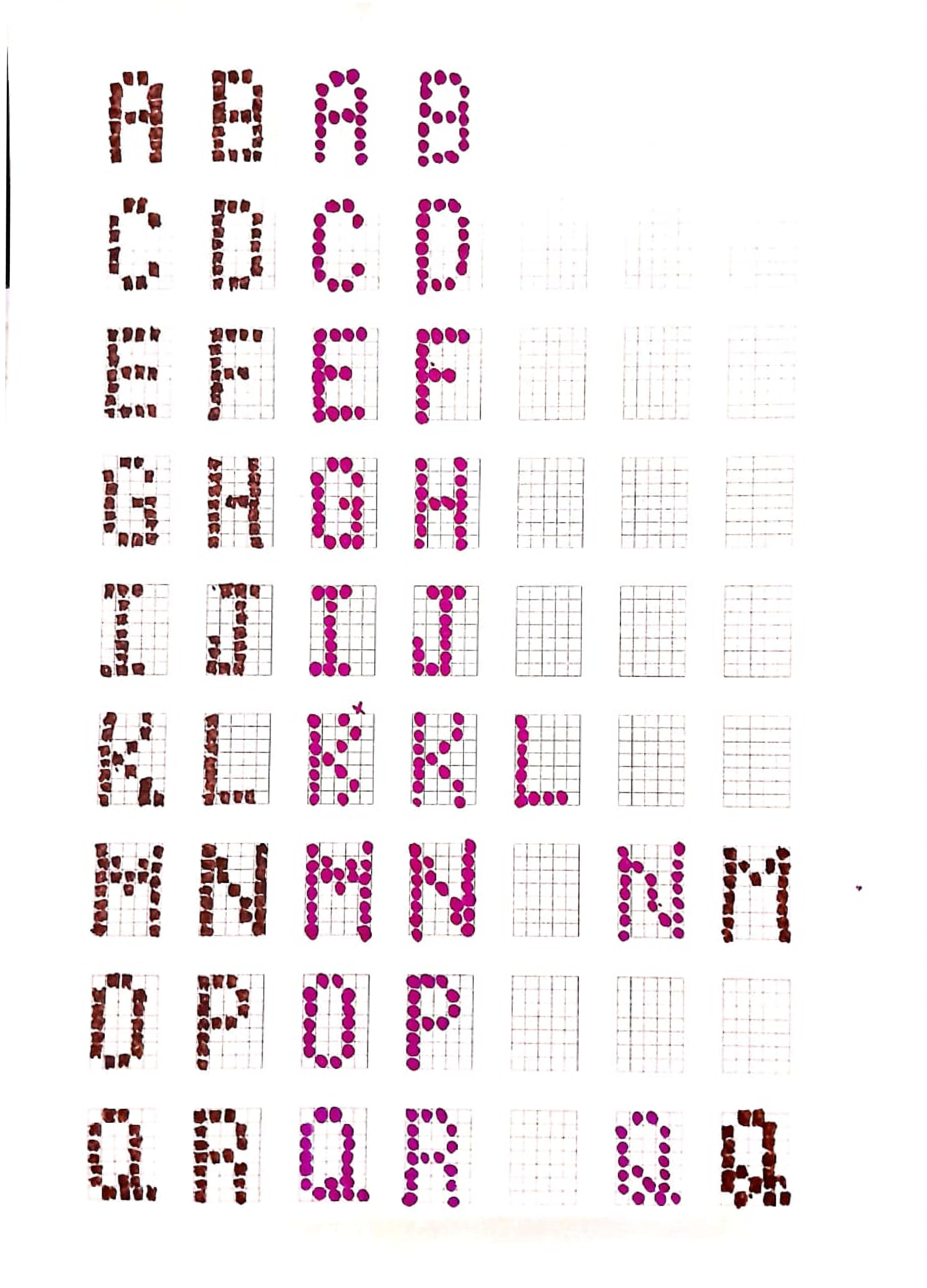 Rounded pixels creating connected stroke effect